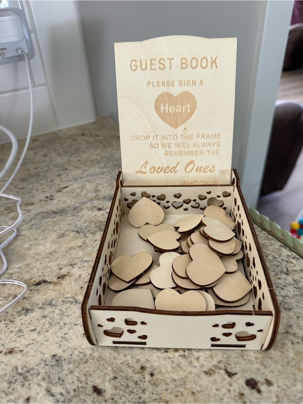 Wooden Heart Guest Book Set - Natural